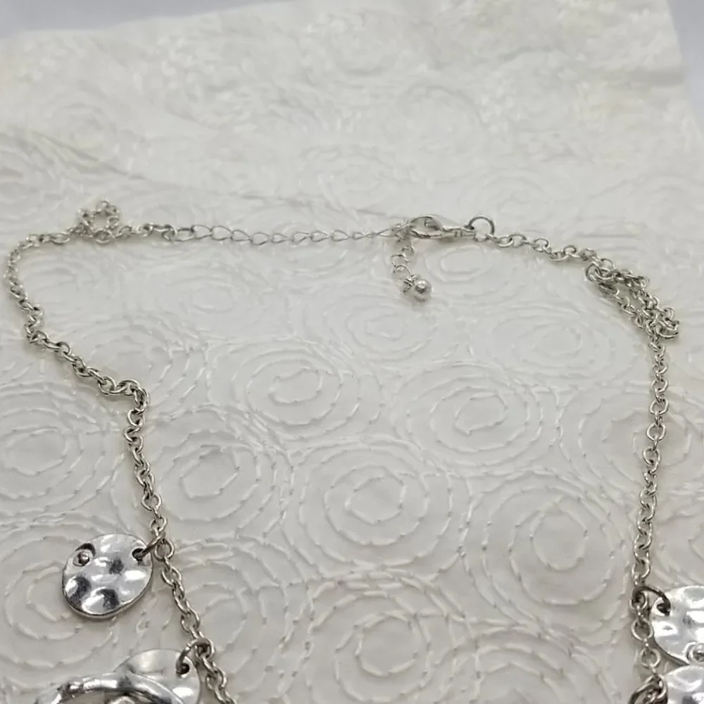Necklace Circle Drops Silver Multiple Chain Necklace